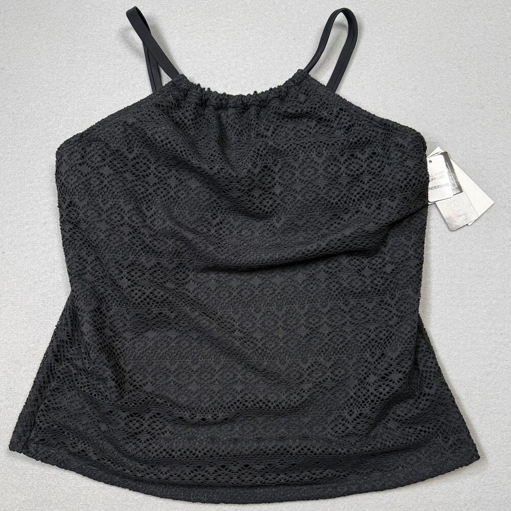 Island Escape Women's Crochet Underwire Tankini Swim Top, Black 12 $40